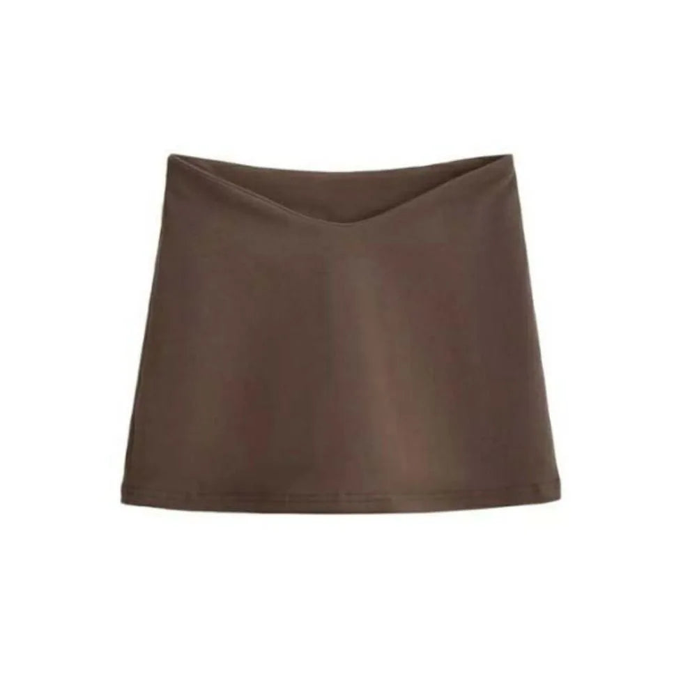 Simple Y2K A-line Short Skirt Low Waist V-shaped Waist Mini Skirts Solid Korean Style Spicy Girl Skirts Beach