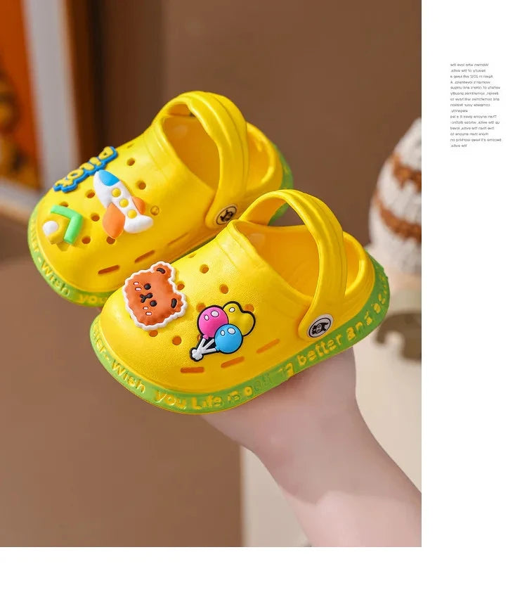 Kids Summer Sandals Hole Children's Shoes Slippers Soft Anti-Skid Cartoon DIY Design Hole Baby Shoes Sandy Beach For Boys Girls