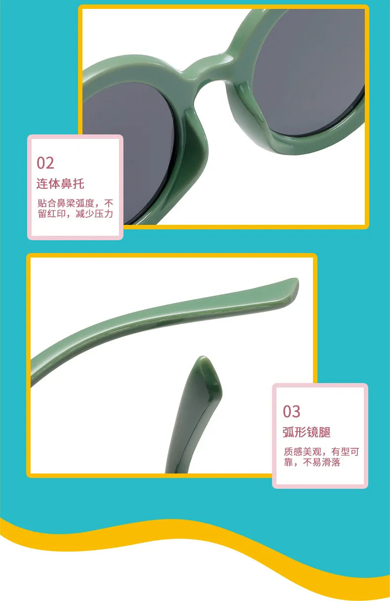New Children's Sunglasses Korean Edition Girls' Round Frame Sunglasses Personalized Baby Sunscreen Sunglasses Fashion Versatile