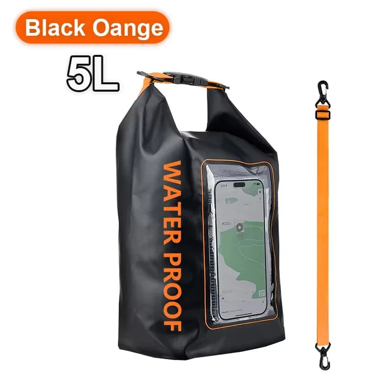 2L/5L Waterproof Dry Bag Touch Screen Swimming Waterproof PVC Bag Rafting Floating Outdoor Sport Bag Surfboard Kayak Storage Bag
