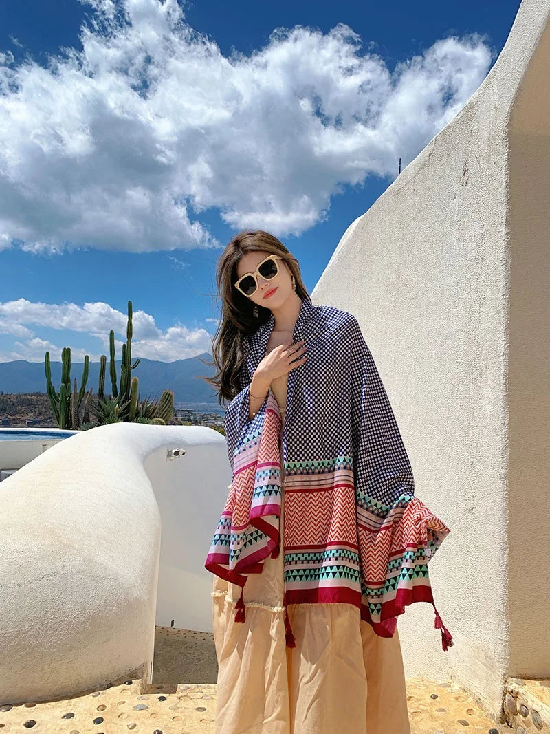 20 Styles 90x180cm Cotton Linen Summer Beach Dress Bikini Cover-ups Sarong Wrap Scarf Women Brazilian Swimsuit Bathing Cover Up