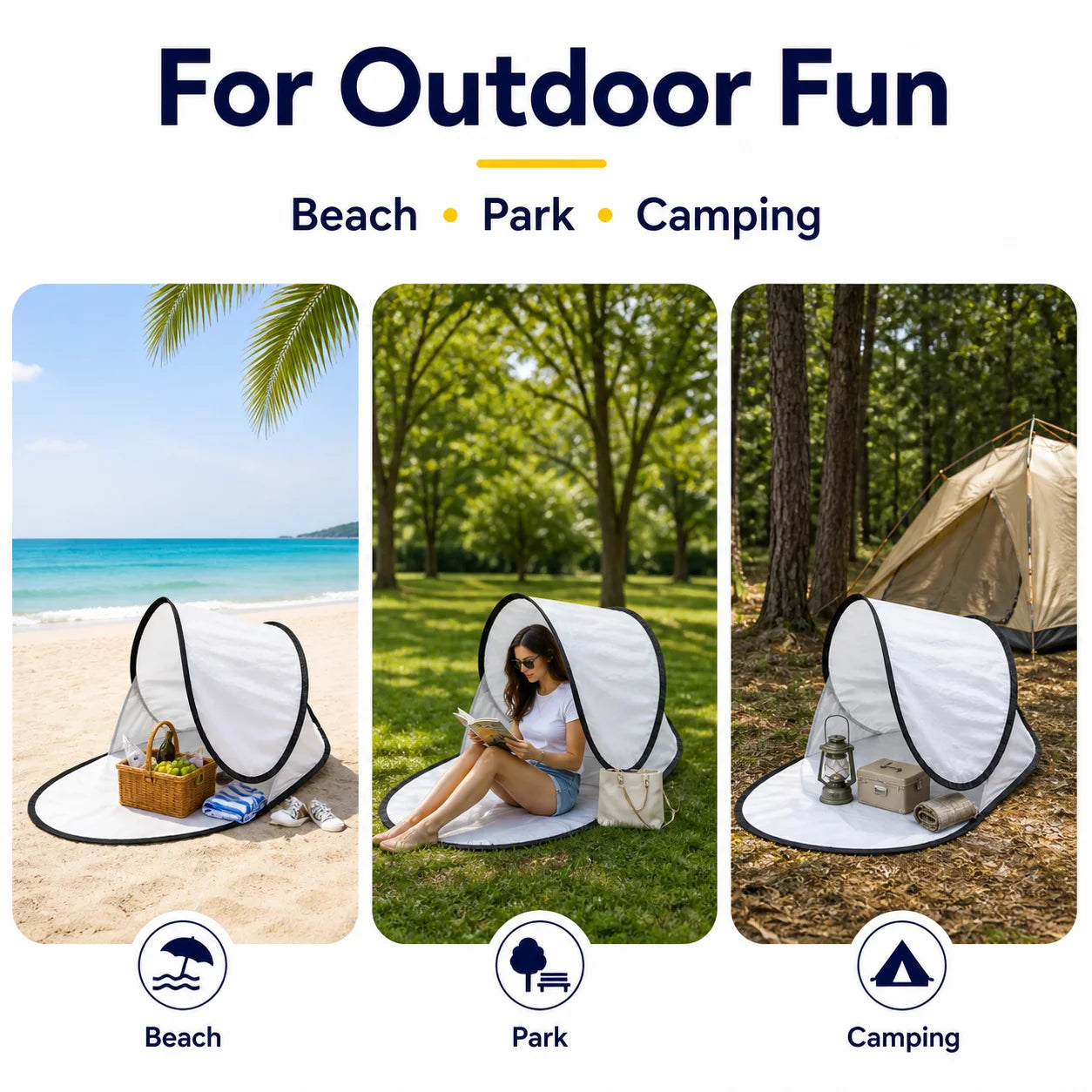 Outdoor portable automatic pop-up beach tent, sunshade, UV protection, camping tent, fishing and picnic tent, practical tent.