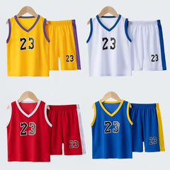 2/4Pcs Summer Children's Quick-drying Sports Suit Boys Casual Ball Sleeveless T-shirt Girls Joker Mixed Color Combination Shorts
