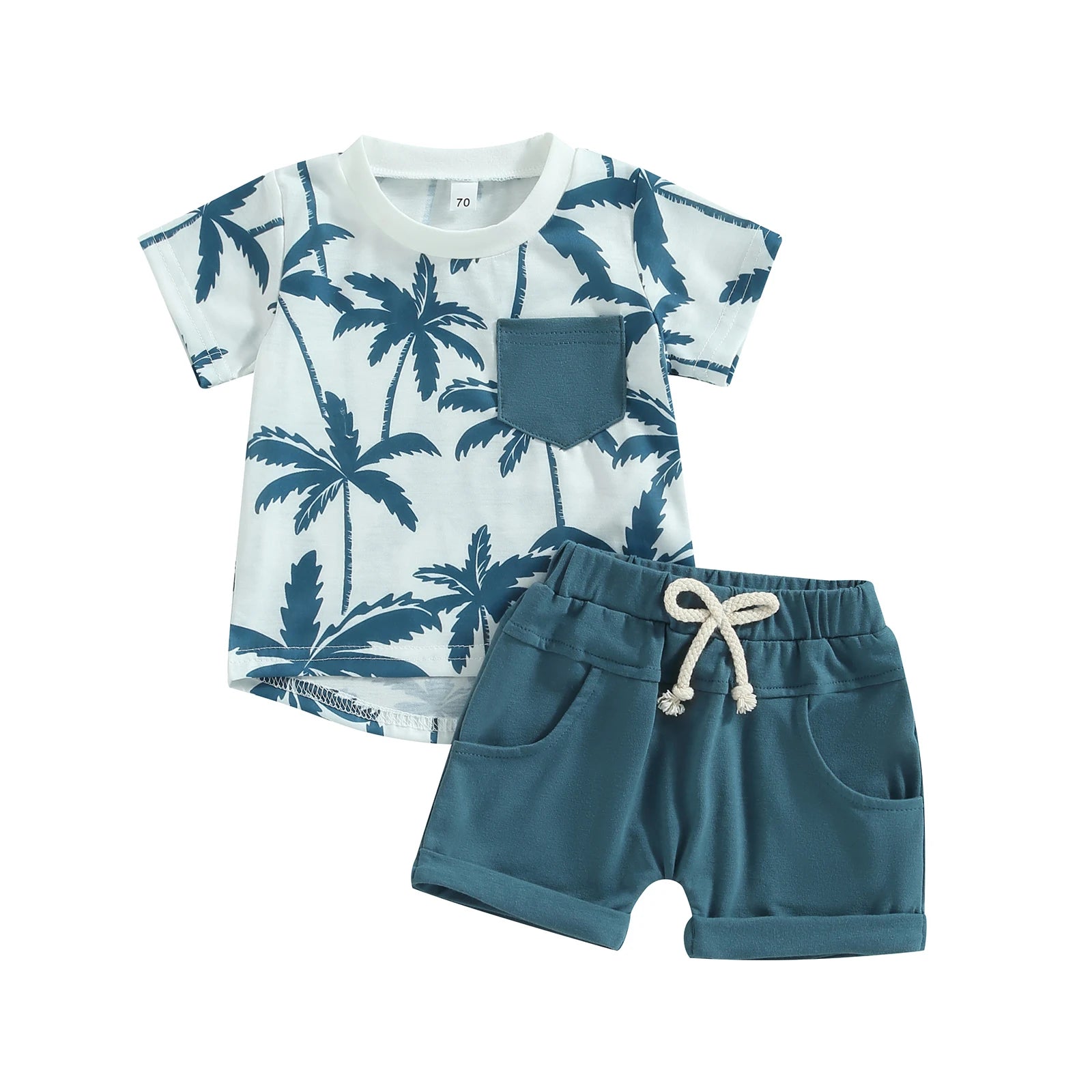 Citgeett Summer Infant Boy Clothes Suits Beach Tree Print Short Sleeve T-Shirts and Elastic Waist Shorts Clothes Set