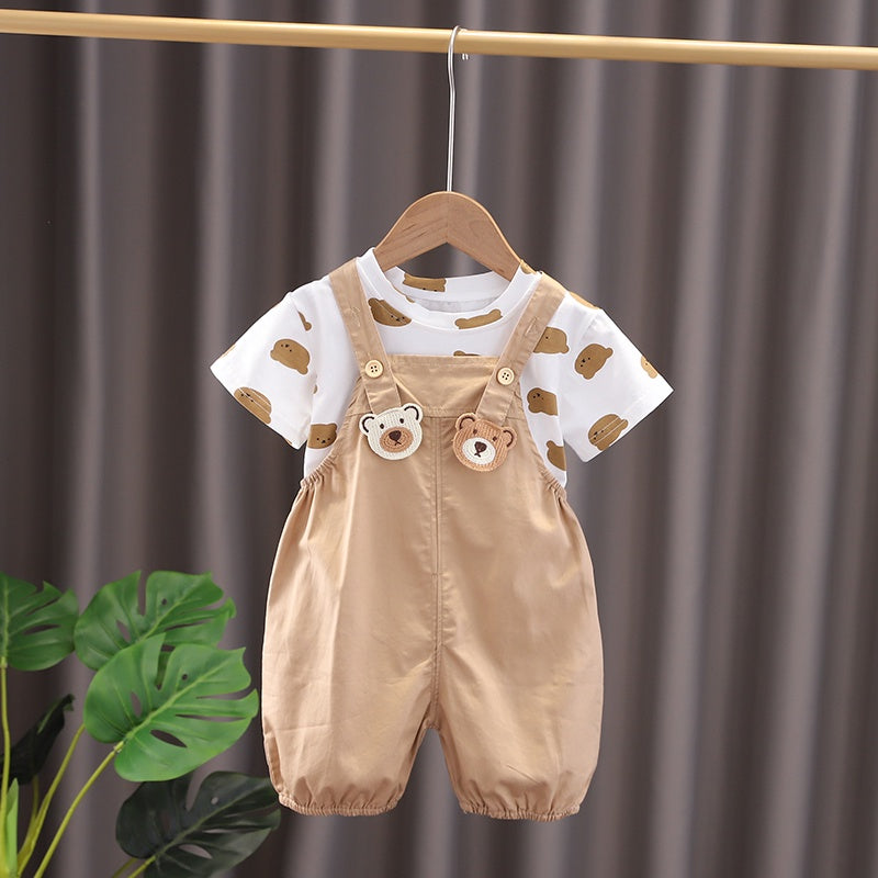 Kids Brother sister Clothes Children Baby Boy/Girl Cartoon T-Shirt Bib Shorts 2pcs/sets Summer Fashion Casual Tracksuit 0-5Years