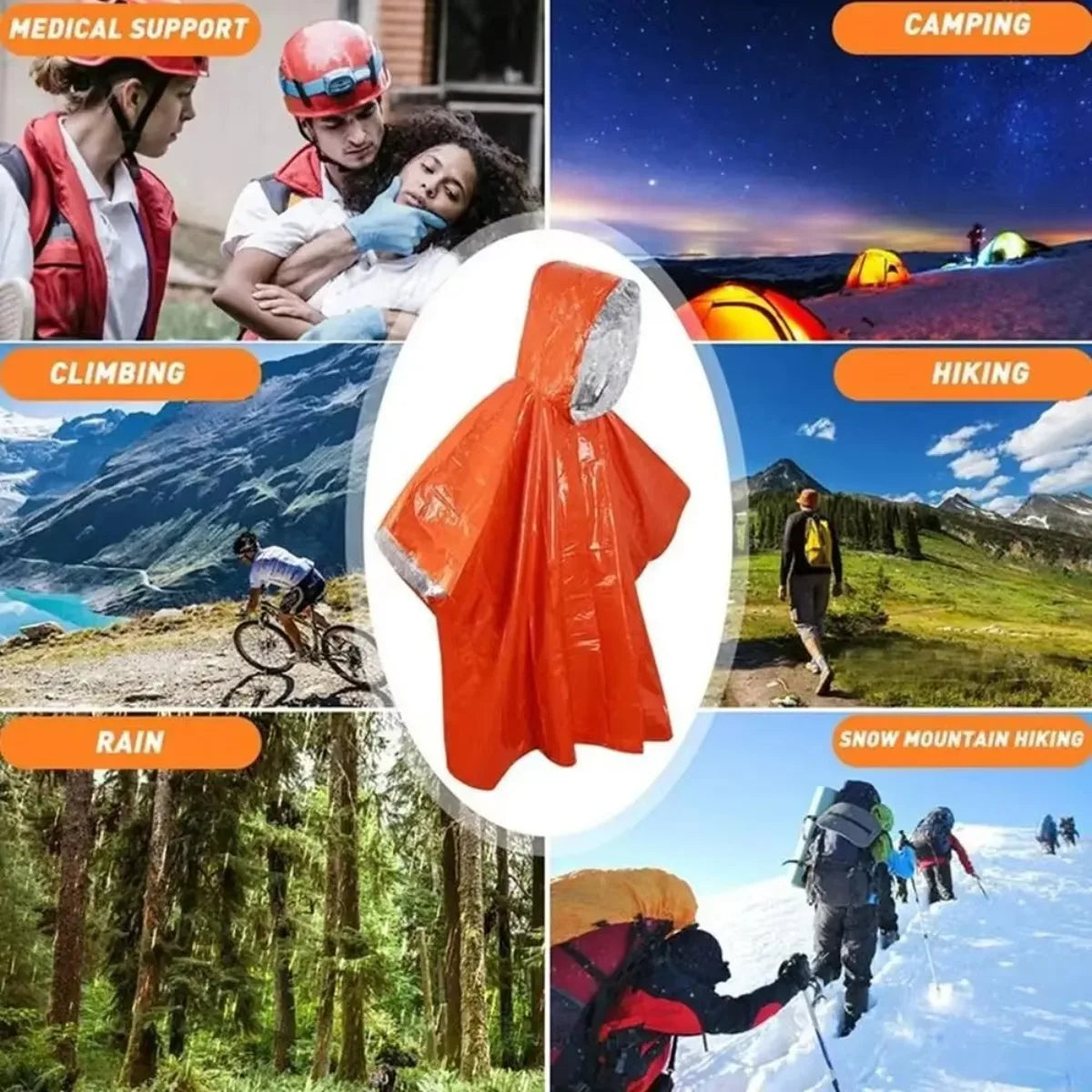 Emergency Raincoat Poncho Waterproof Rainwear Blanket Survival Camping Equipment Cold Insulation Rainwear Camping Equipment
