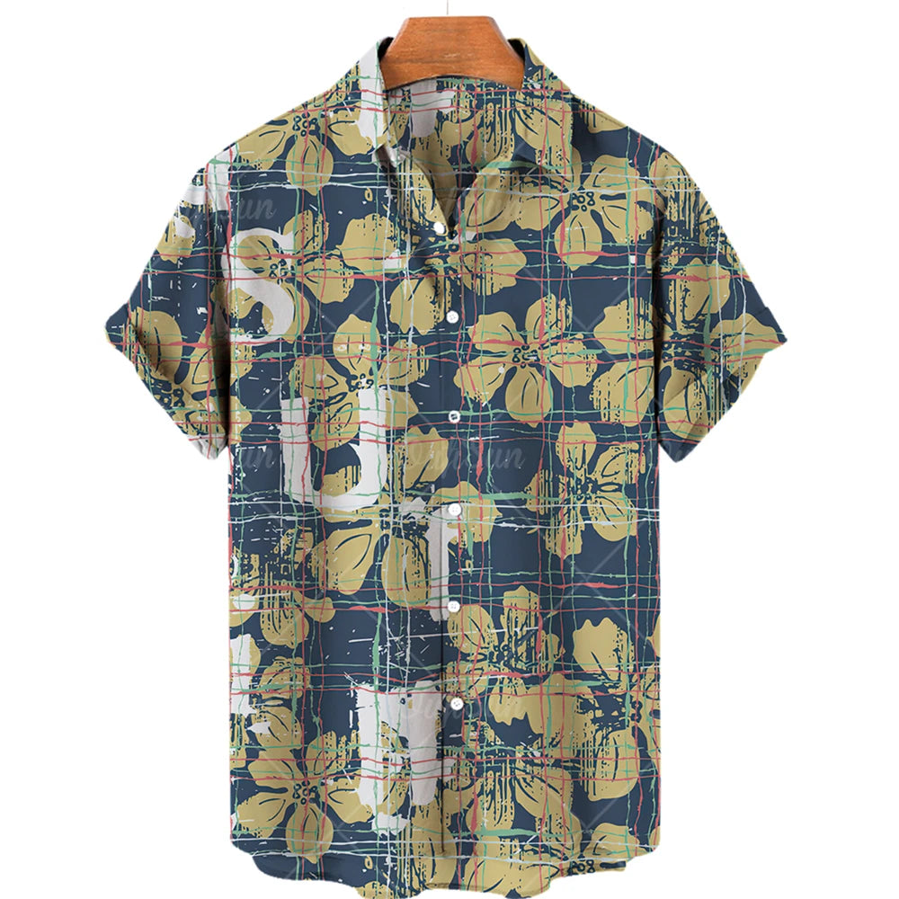Men's Casual 3D Printed Summer Clothing, Hawaiian Short-Sleeved High-Quality Three-Dimensional Shirt
