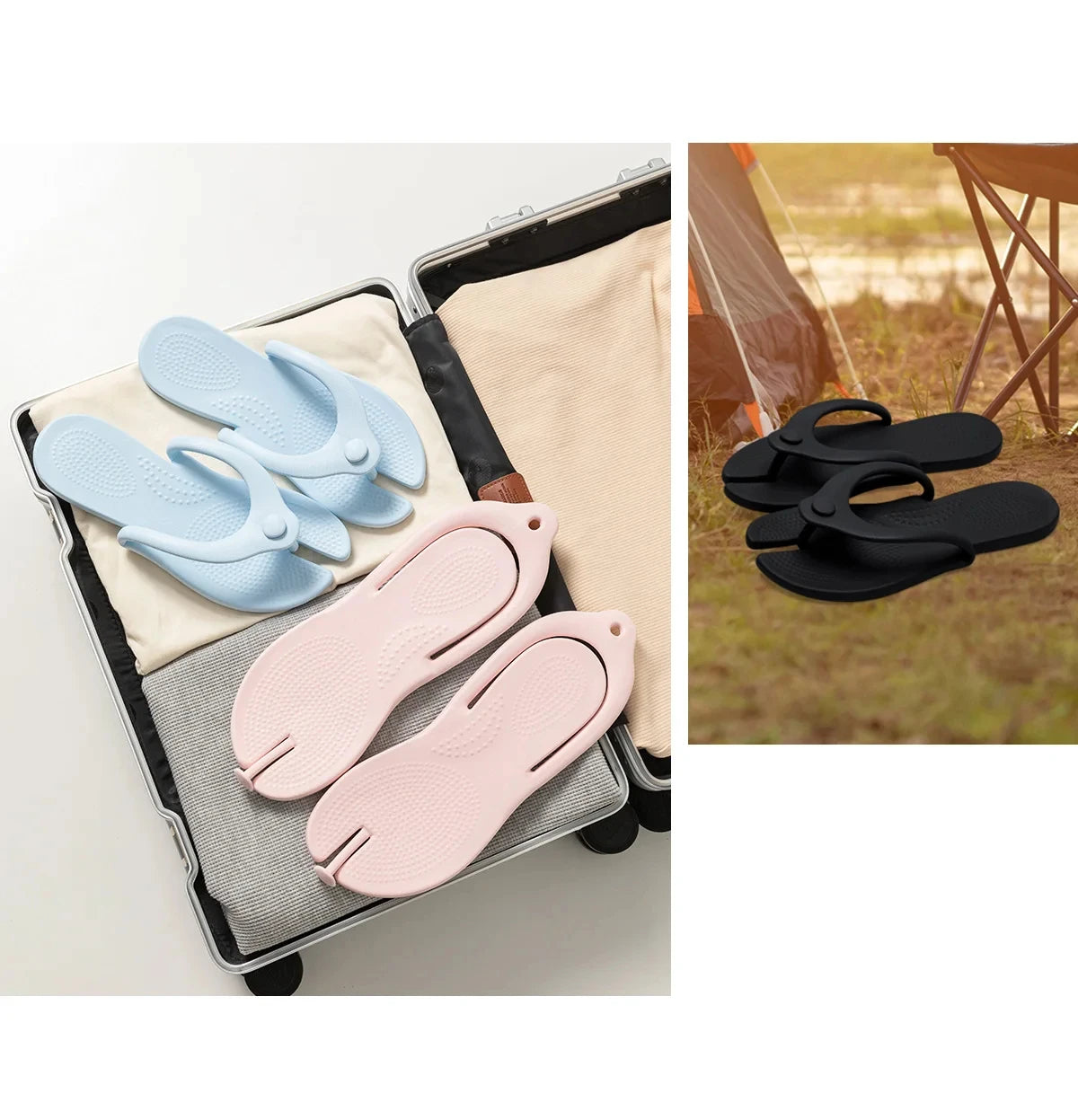 TZLDN EVA Women Flip Flops Foldable Detachable Beach Slippers Comfortable Soft Outdoor Flip Flops