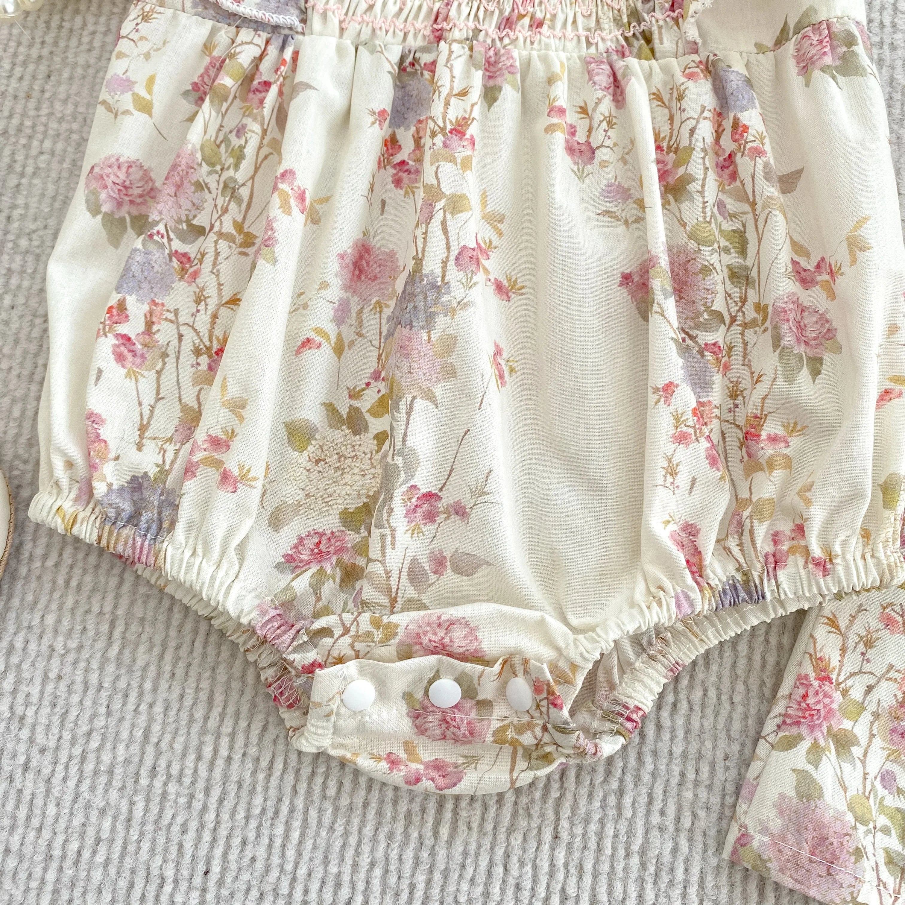 Girls Pink Floral Dress Ruffle Baby Romper Dress Summer Kids Short Sleeve Beach Dresses Toddler Bodysuit Sister Family Clothes