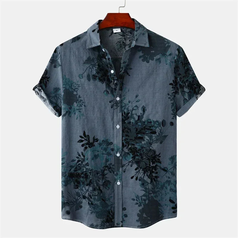 Retro Geometric Texture 3d Print Hawaiian Shirt Men Summer Short Sleeves Tops Beach Harajuku Street Lapel Blouse Male Clothes