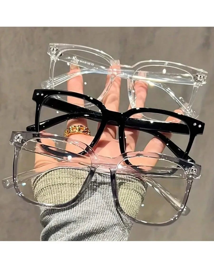 3pcs Unisex Square Frame Blue Light Blocking Glasses - Stylish Campus Look, Face-Flattering Optical Eyewear
