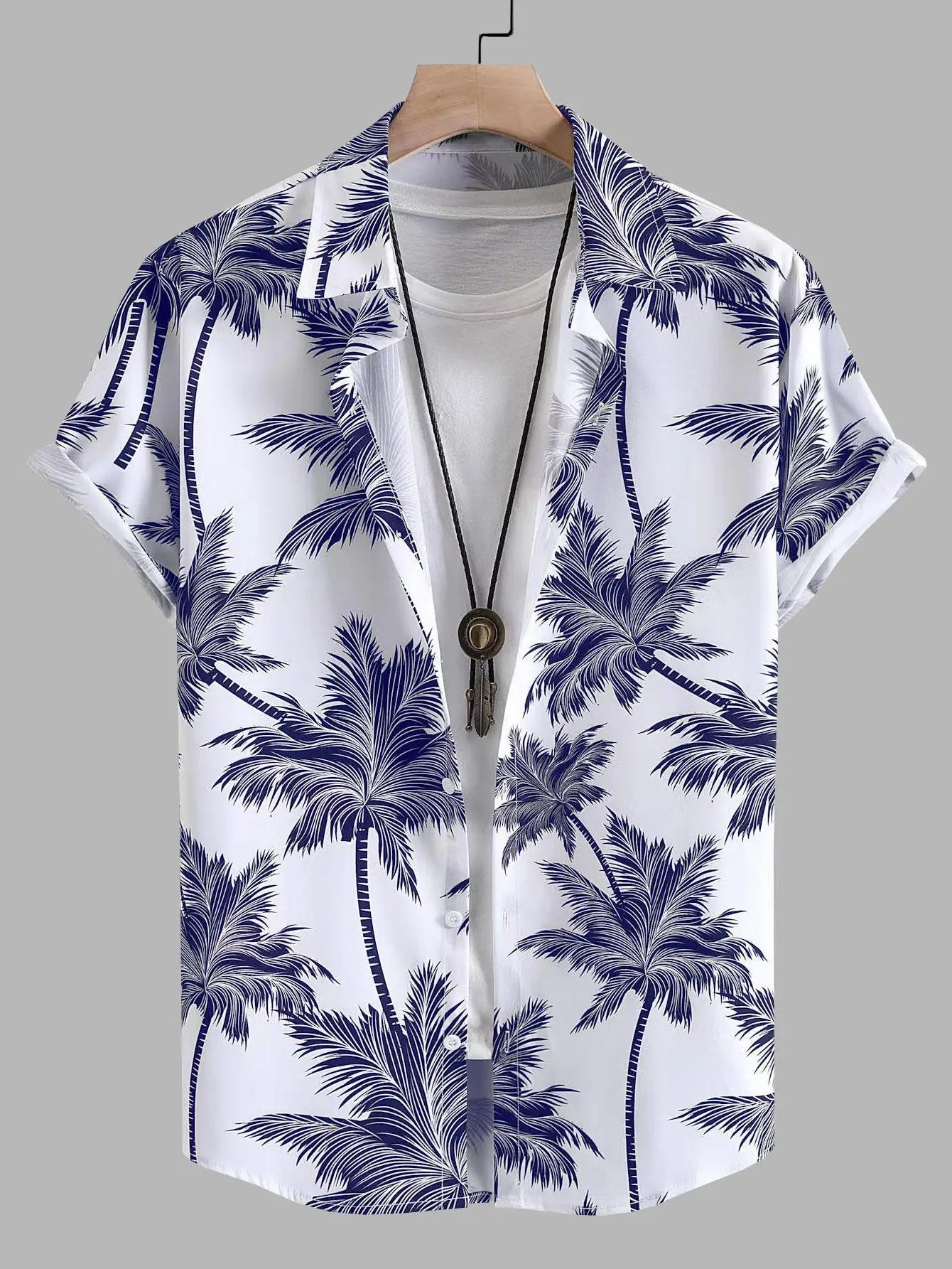 Tropical Coconut Tree Pattern Men's Short Sleeve Button Down Lapel Shirt For Summer Resort Holiday Hawaiian Style oversized tops