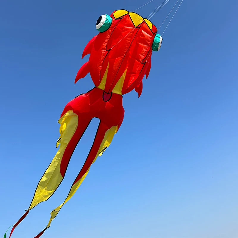 3D 10M 3-Color Goldfish Soft Kite Large Soft Animal Professional Kites Outdoor Inflatable Beach Kite Easy To Fly and Tear Proof