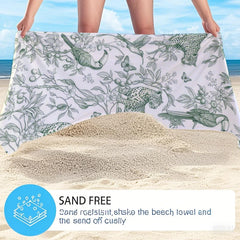 Tropical Jungle Sketch Compact Travel Beach Towel Super Absorbent Sand Resistant, Microfiber for Swimming Camping Yoga