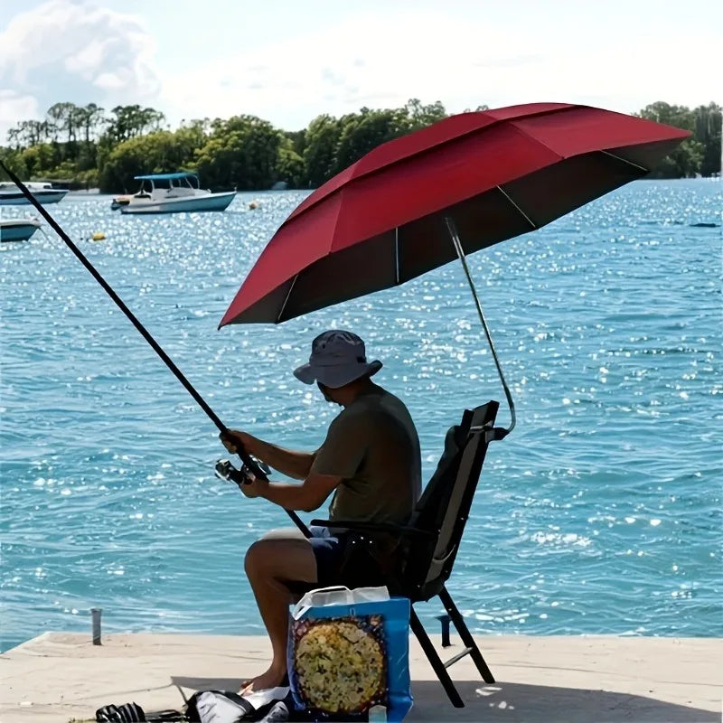 Beach Sunshade Umbrella, Double-Layer Ventilated Canopy for Beach Chair, Camping, Fishing & Outdoor Activities