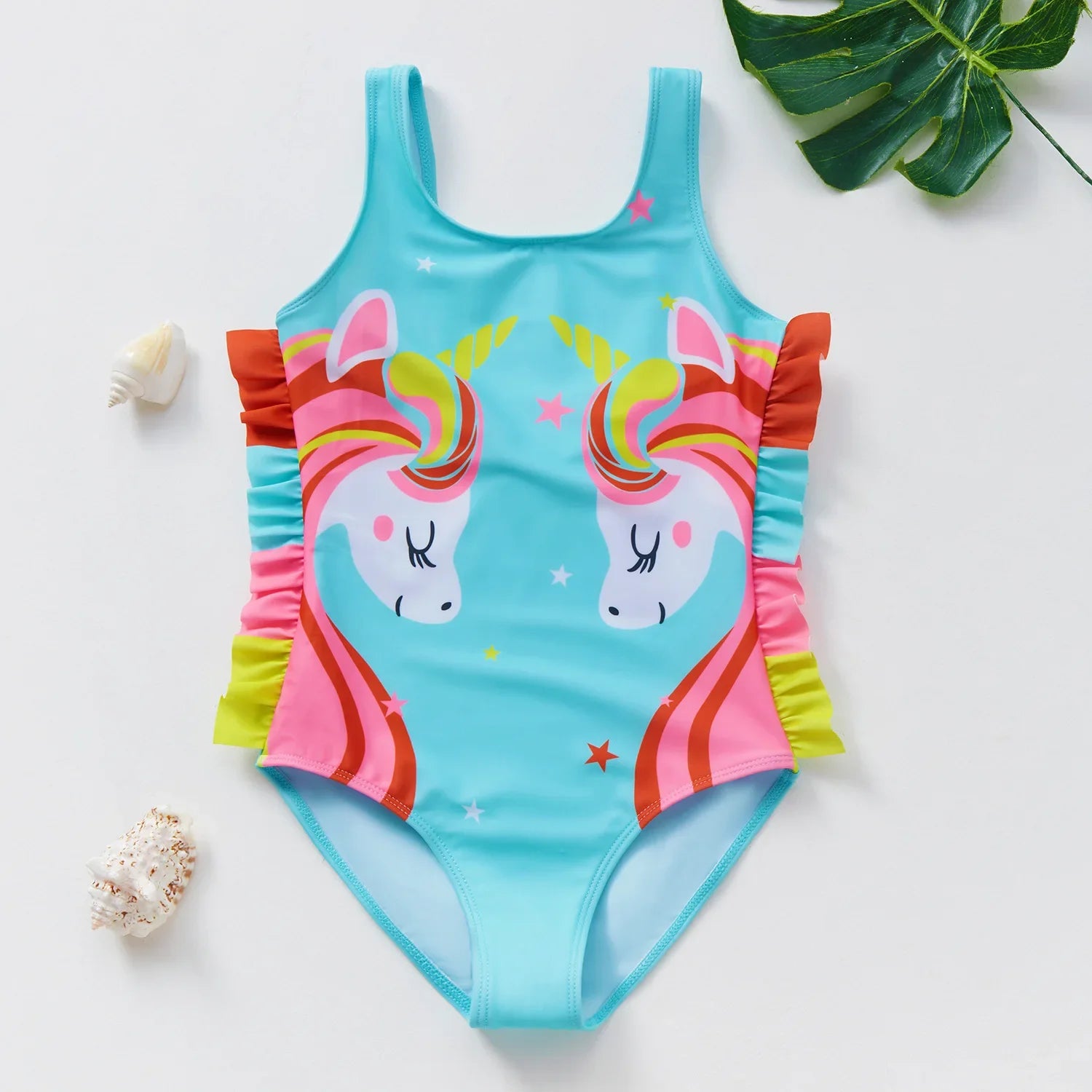 Girls Swimsuit One-Piece Mermaid Fish Scale Unicorn Children's Swimwear Girls Beachwear 2 3 4 5 6 7 8 Years