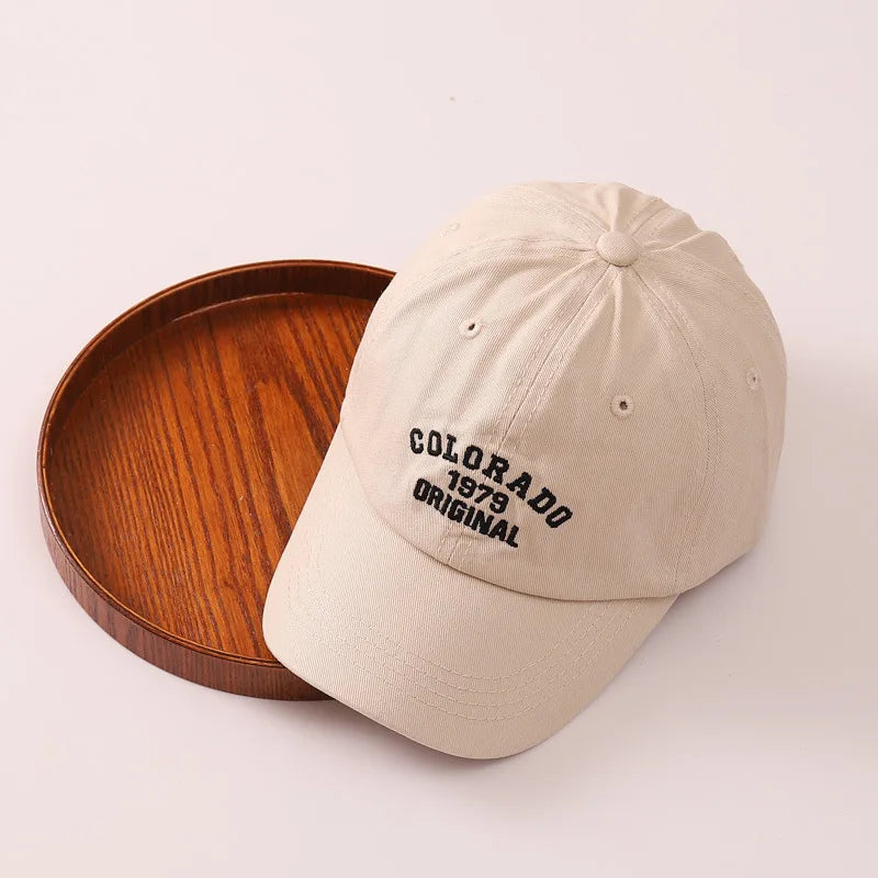 Embroidery Letter Children Baseball Cap Fashion Retro Kids Duck Tongue Hat 2-8Year Boys Girls Duckbill Caps Outdoor Baby Visors