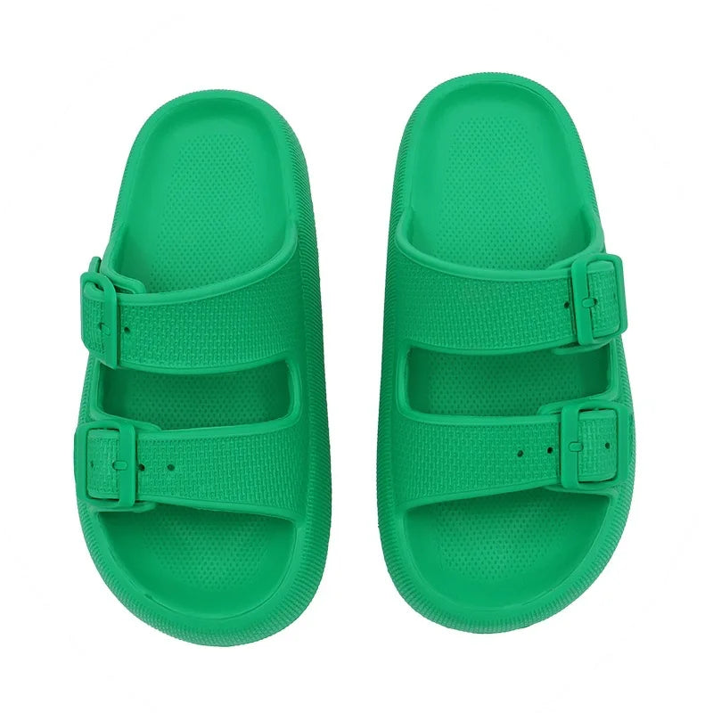 Soft Sole Beach Slippers Men Summer Adjustable Buckle Non-Slip Home Woman Comfortable Thick Bottom Sandals