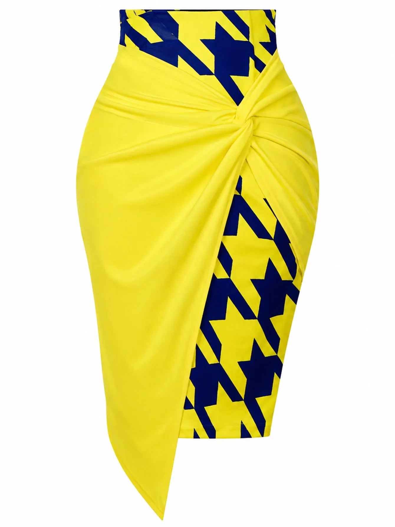Women Wear to Work Pencil Skirts for Women Elastic High Waist Wrap Twist Front Knee Length Bodycon Skirt