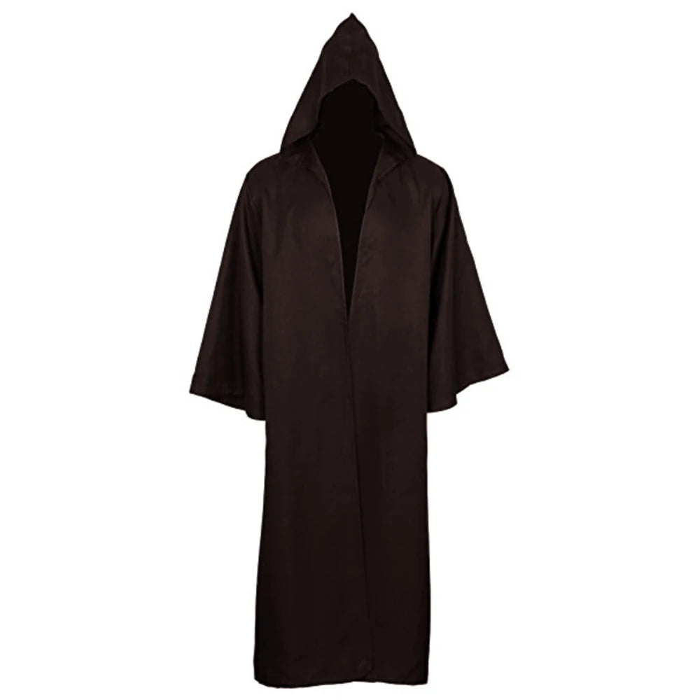 Masquerad Cloak Soft Unisex Hooded Black Robe Witch Long Cape Cosplay Costume Prop Party Performance Supplies Holiday Decoration