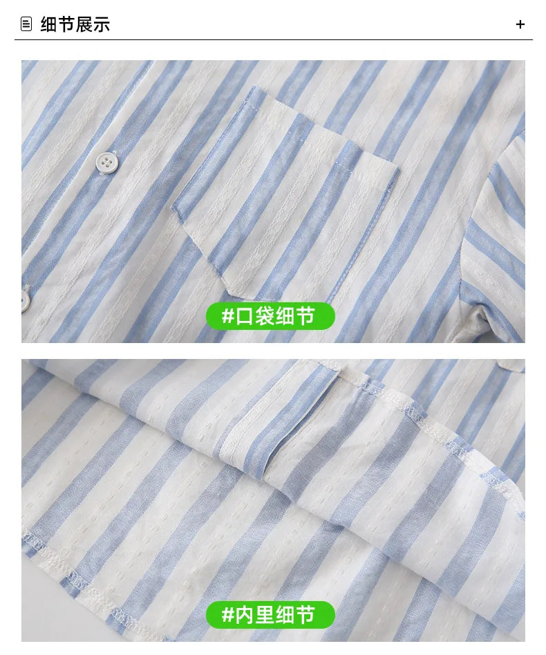 Korea Style Family Matching Outfit Striped Print Short Sleeve T-shirt+Shorts Tank Dress Parent-child Clothing Beach Holiday Look