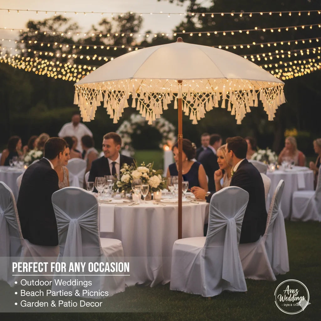 Outdoor UPF50+ Sunshade Umbrella Rotatable Triangle Tassel Design Garden Beach Wedding Decoration Single Umbrella without Base