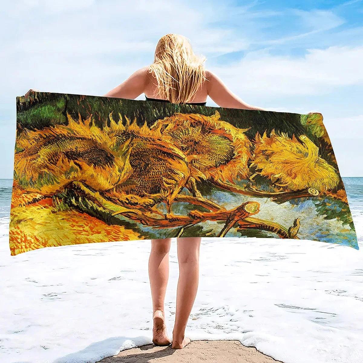 Van Gogh Starry Night Sand Free Beach Towels Absorbent Oversized Bath Towel Large Size Hand Towels for Swimming Bathroom Pool