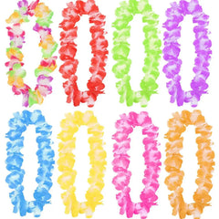 4pcs/set Hawaiian Flower Lei Hula Necklace Garland Headband Wristbands Wedding Decorations Beach Tropical Party Supplies