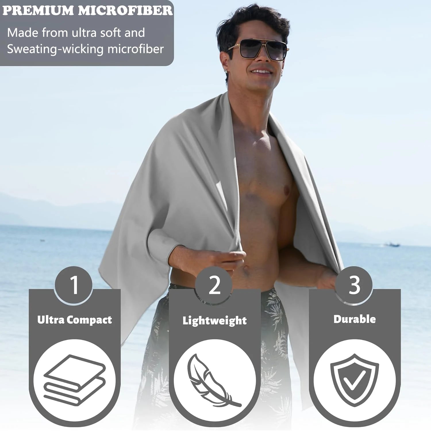 Quick Drying Microfiber Swimming Towel Super Absorbent Gym/Camping Towel Ultra Compact Lightweight Sports/Beach/ Travel Towels