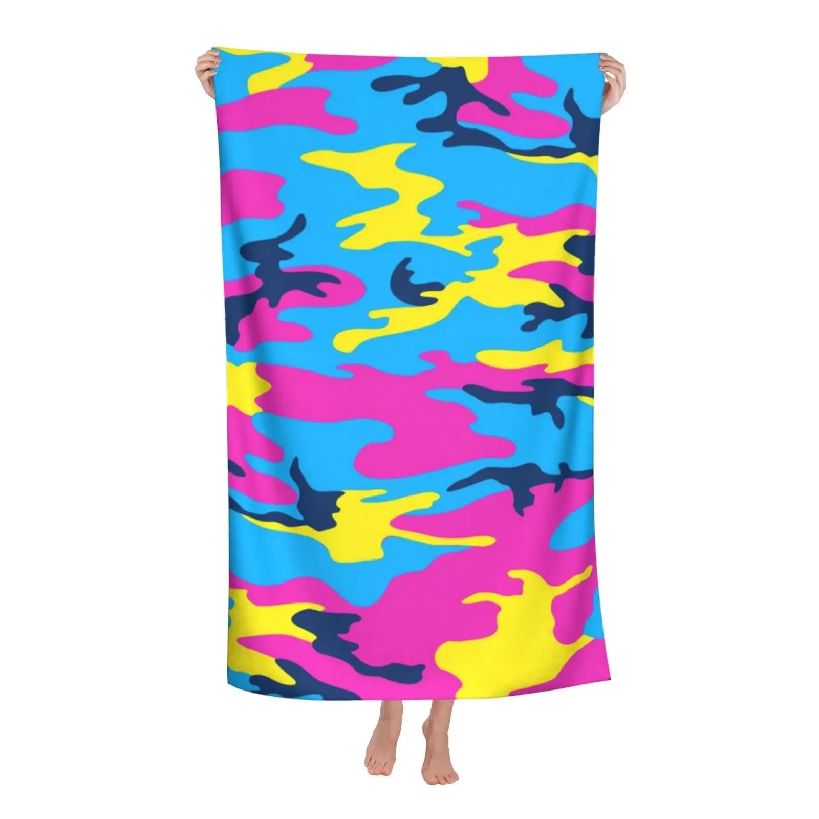 Camouflage Pattern Beach Towel Microfiber Soft Quick Dry Sand Free Towel Absorbent Large Bath Towel,Oversized Yoga Girls Boys