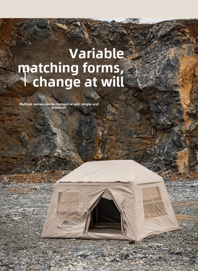 MOUNTAINHIKER 3-5 Person Portable Camping Tent Waterproof Family Beach Tent Quick Opening, Anti-UV Hand Air Pump Inflatable Tent
