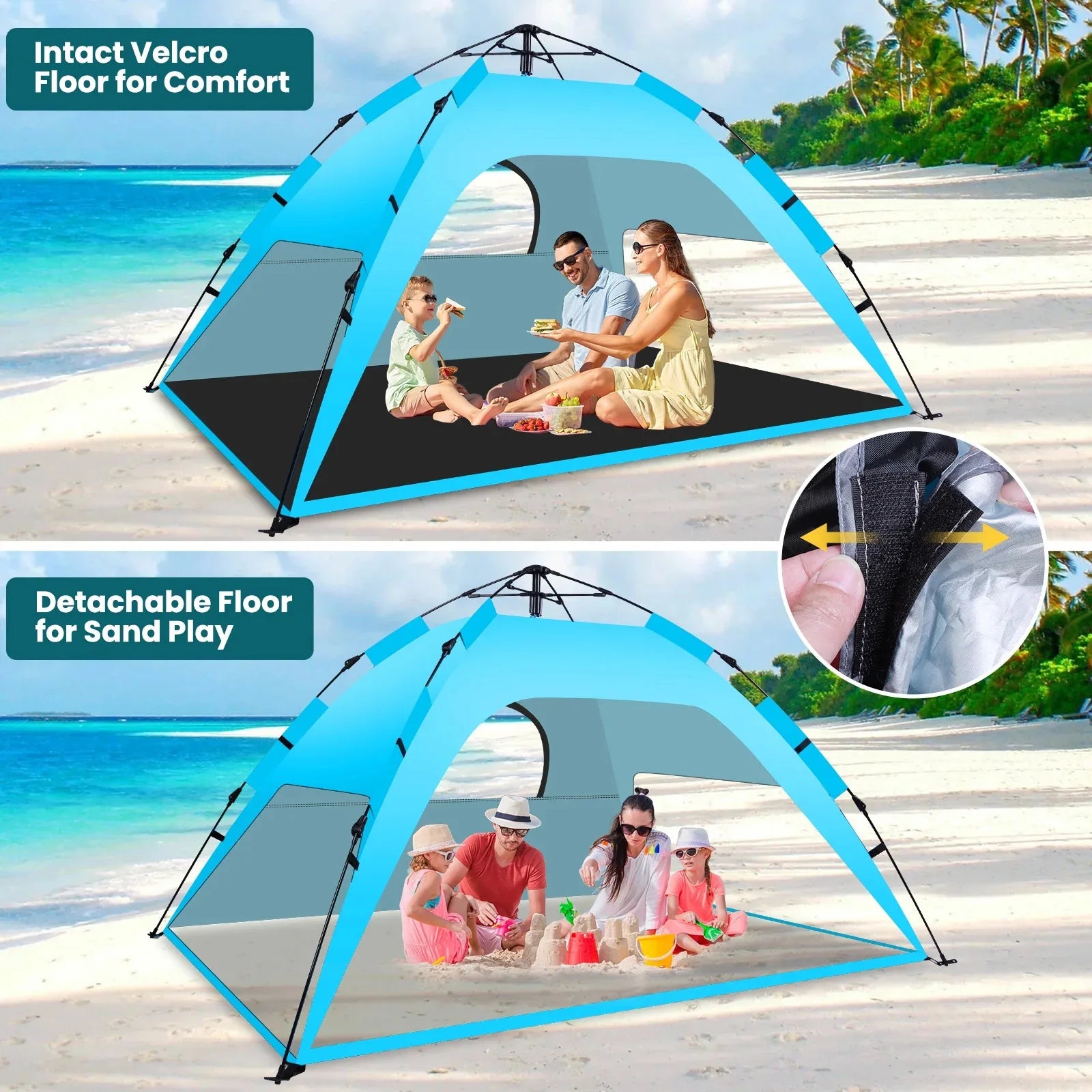 Auto Pop Up Beach Tent, Portable Foldable Sun Shade Shelter, UV Protection Outdoor Tent for Camping, Fishing and Picnic