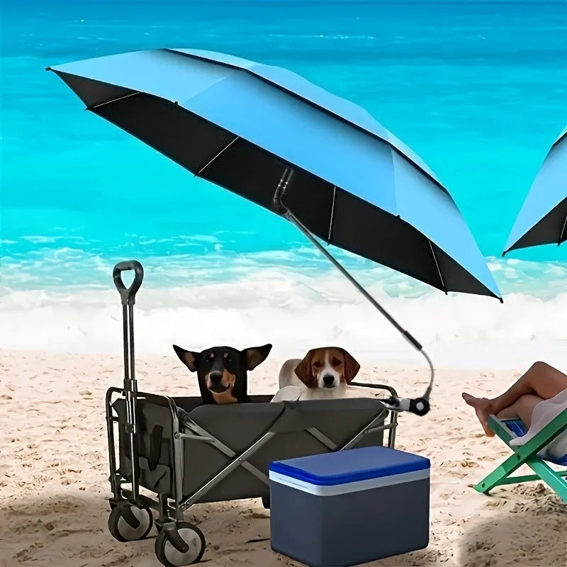 Beach Sunshade Umbrella, Double-Layer Ventilated Canopy for Beach Chair, Camping, Fishing & Outdoor Activities