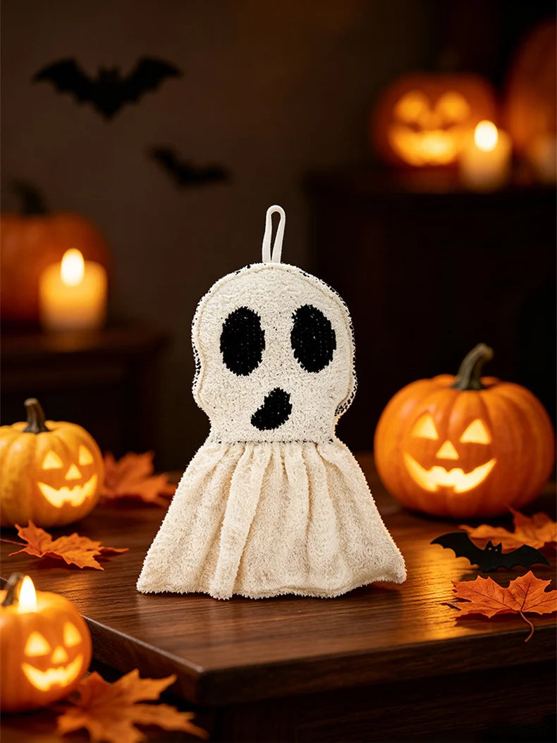 Halloween Ghost Plush Ornament Spooky Ghost Figure Decor Soft Fabric Ghost Figurine for Home Table Holiday Party Decoration