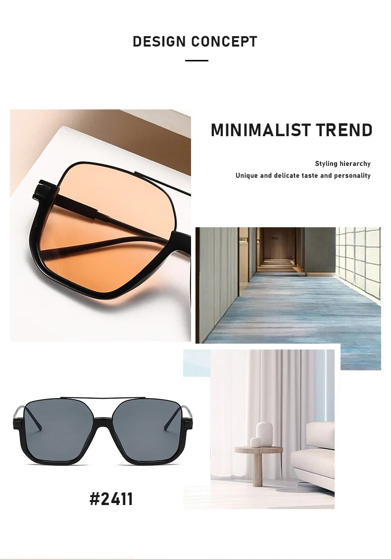 New Man Woman Sun Glasses High Quality UV400 Sunglasses Unisex Double Beam Design Half-Frame Sunnies Fashion Versatile Shade