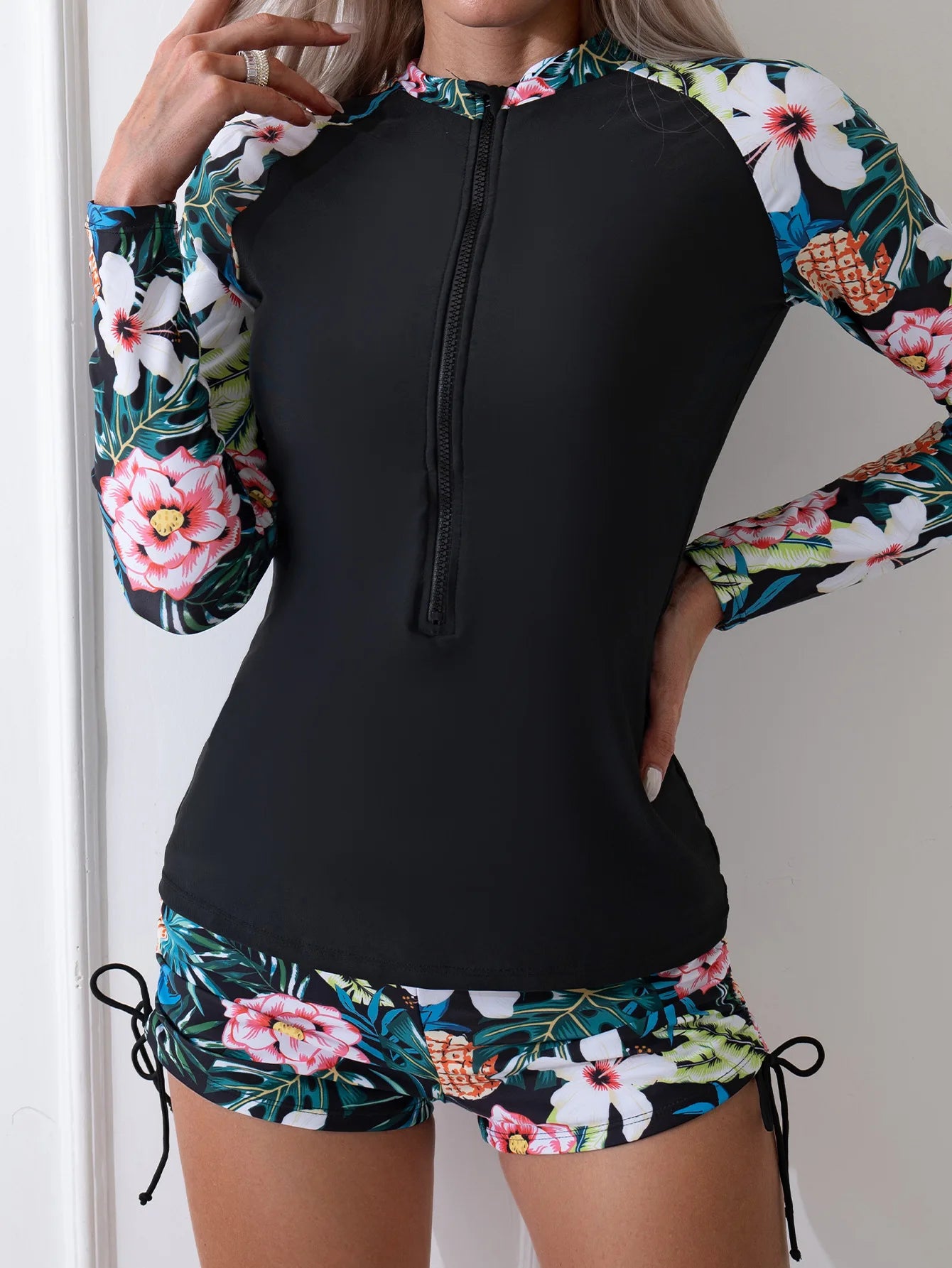 Female Swimsuit With Long Sleeves Swimwear Sports Surfing Tankini Set Beachwear Two-Piece Bathing Suits Pool Women Swimming Suit