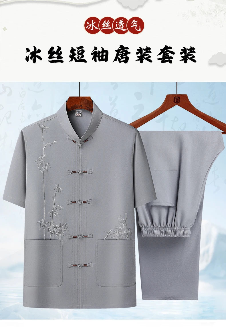 Men's sets (Shirt + trousers) 2026 summer new style men fashion shirt short sleeve shirt High quality shirts male Two Piece