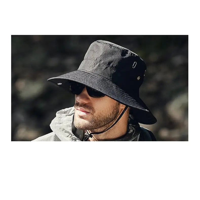 Summer Bucket Hat For Men Fisherman Cap Fishing Outdoor Sunshade Big Brim Sunscreen Riding Hiking Suncreen Sunhat
