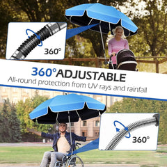 360 Adjustable Chair Umbrella With Clamp 23-inch Beach Chair Sunshade Camping and Fishing Umbrella Anti-Uv Beach Chair Parasol