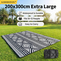 Waterproof Picnic Blanket 200x300CM Large Beach Blanket Outdoor Picnic Mat Beach Mat with Carrying Handle for Camping Beach