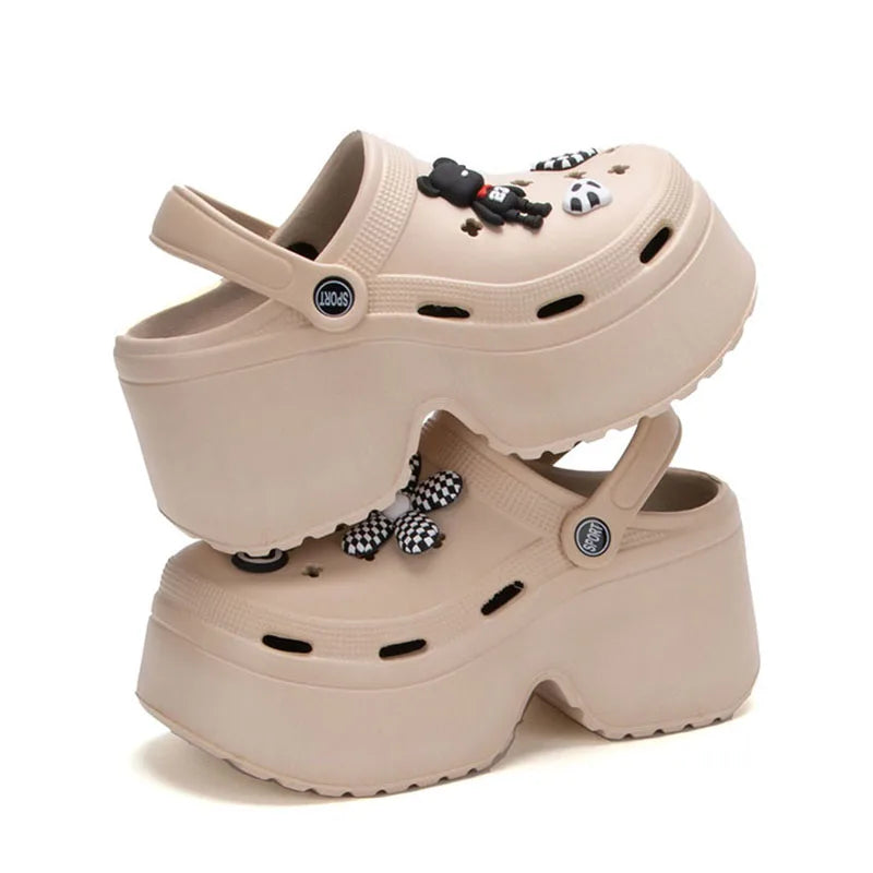 Women Chunky Platform Sandals 2024 Summer Soft Thick Sole Diy Clogs Garden Shoes Woman Closed Toe Non-Slip Beach Slides Sandals