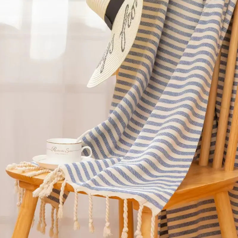 100x200cm Hot Sale Beach Towels Luxury Striped Tassel 100% Cotton Sauna Spa Bath Towel For Home Travel Turkish Large Beach Towel