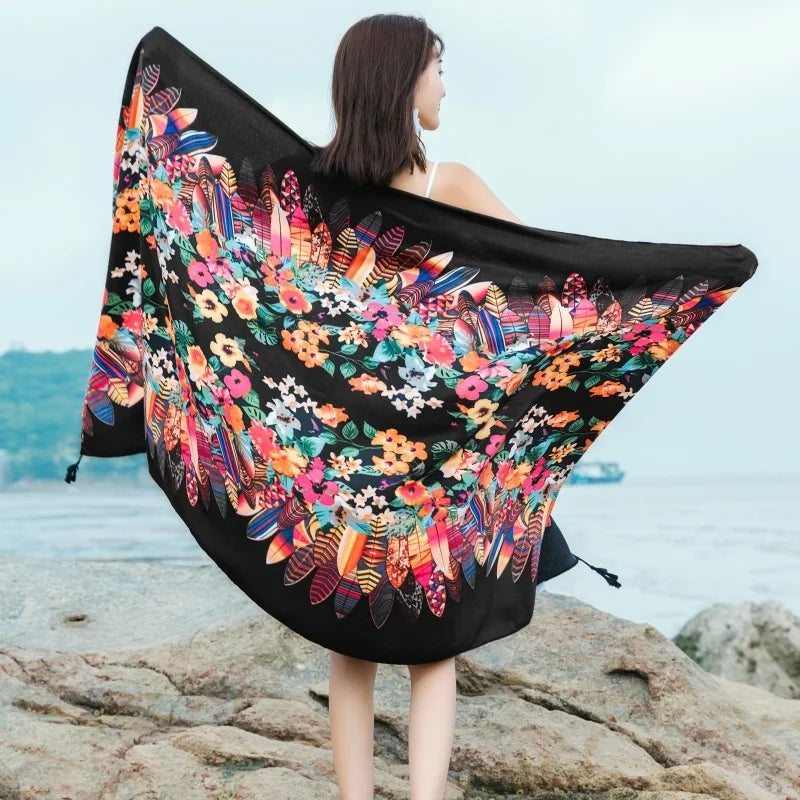 20 Styles 90x180cm Cotton Linen Summer Beach Dress Bikini Cover-ups Sarong Wrap Scarf Women Brazilian Swimsuit Bathing Cover Up