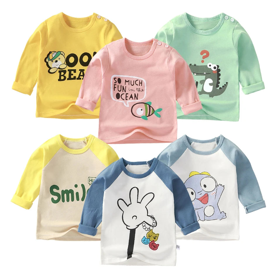 Durable Children Cotton Long Sleeve Dinosaur Pattern Print Shirts Suitable Boys and Girls Autumn Winter Playtime and School Days