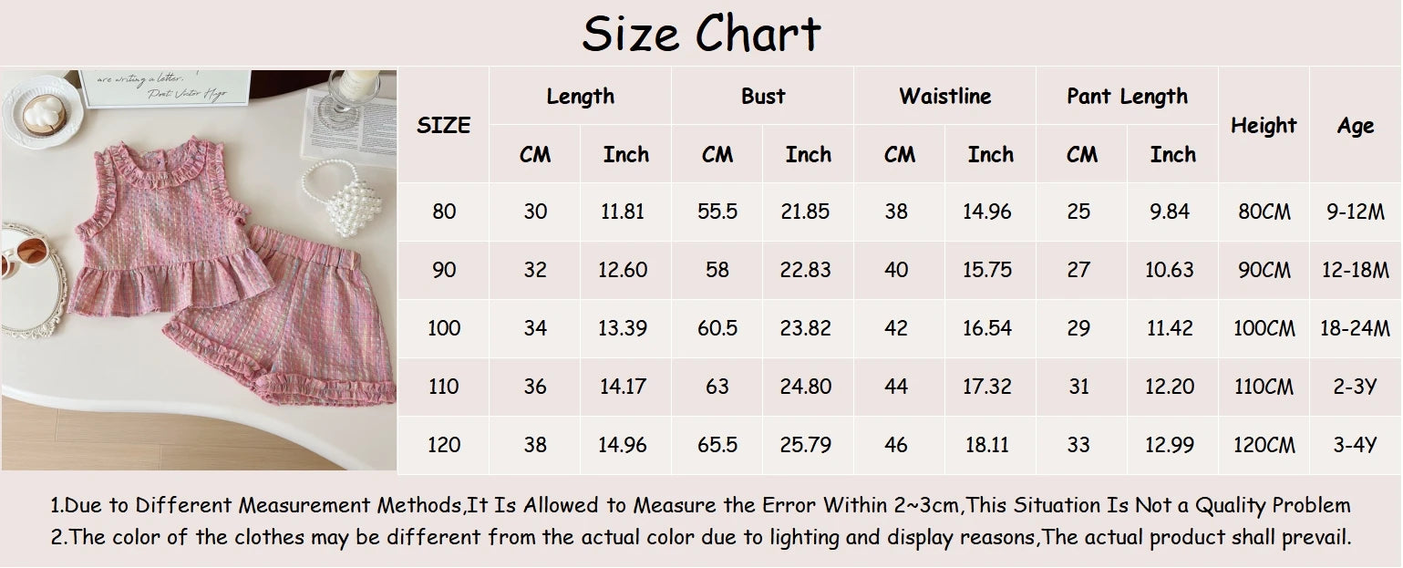 2pc/Set Baby Girl Set Summer Pink Checkered Cotton Sleeveless Top Long Pants Costume For Baby Cute Girls' Beach Set