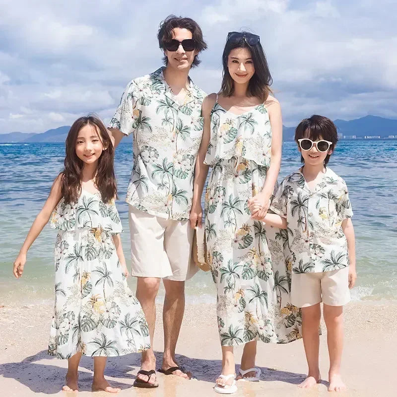 2025 Beach Family Matching Outfit Girl Dress Resort Couple Look Dad Son Sea Holiday Boy Clothes Vacation Mom And Daughter Summer