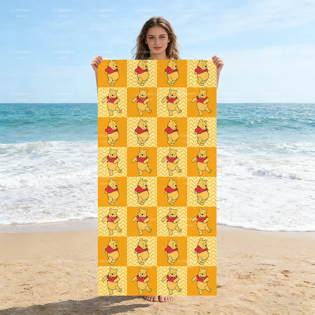 Winnie The Pooh Beach Towel for Adults Women Men, Cute Cartoon Printed Towel, Large Quick Dry Sand Free Microfiber Swim Towel