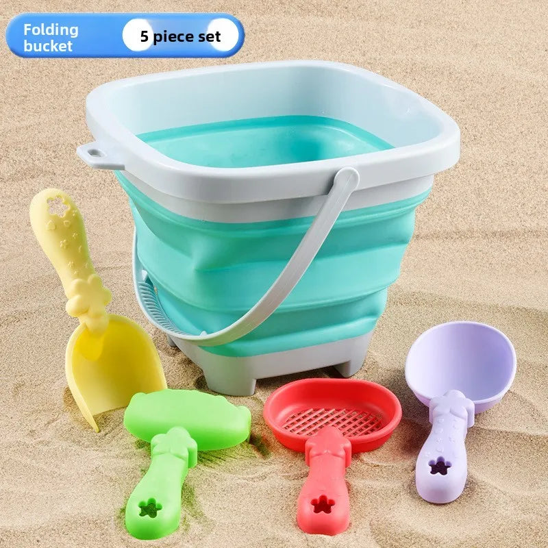 5/11PCS Beach Sand Play Water Set Folding Bucket Summer Toys for Children Kids Outdoor Game Sandbox Accessories Color Random