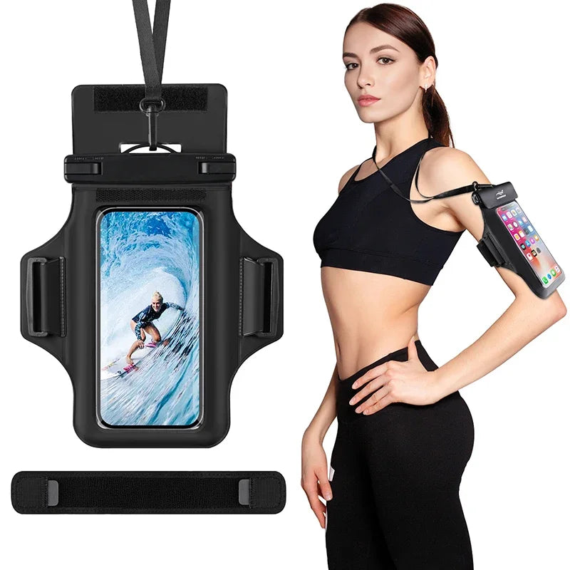 HAISSKY Armband Mobile Phone Waterproof Pouch For iPhone 17 16 15 14 13 12 Pro Max 15 Plus Swimming Surfing Diving Arm Phone Bag