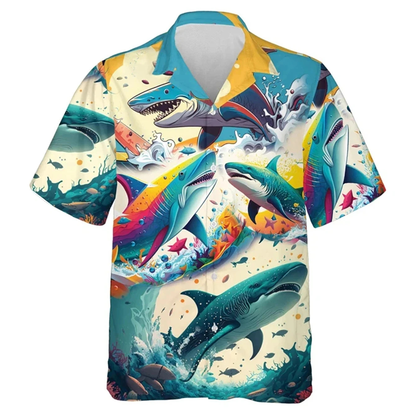 Boy's Comfortable Breathable Hawaiian Fishing Print Shirt Boys Short Sleeve Shirt Summer Loose Beach Oversize Tee Shirt for Boy